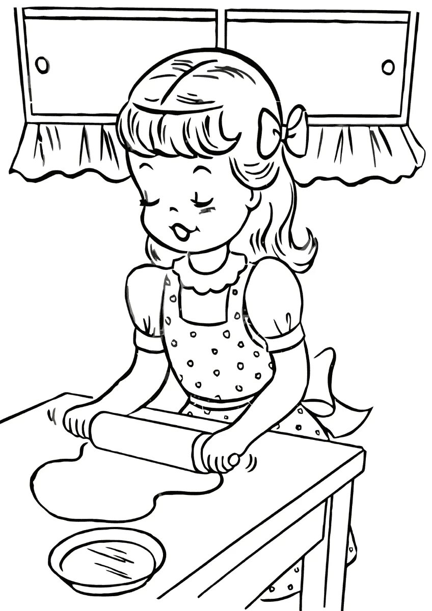 раскраска помогаю маме. раскраска мама с пирожками. рисунок помогаю маме. нарисовать помогаю маме. рисунок я помощник.
