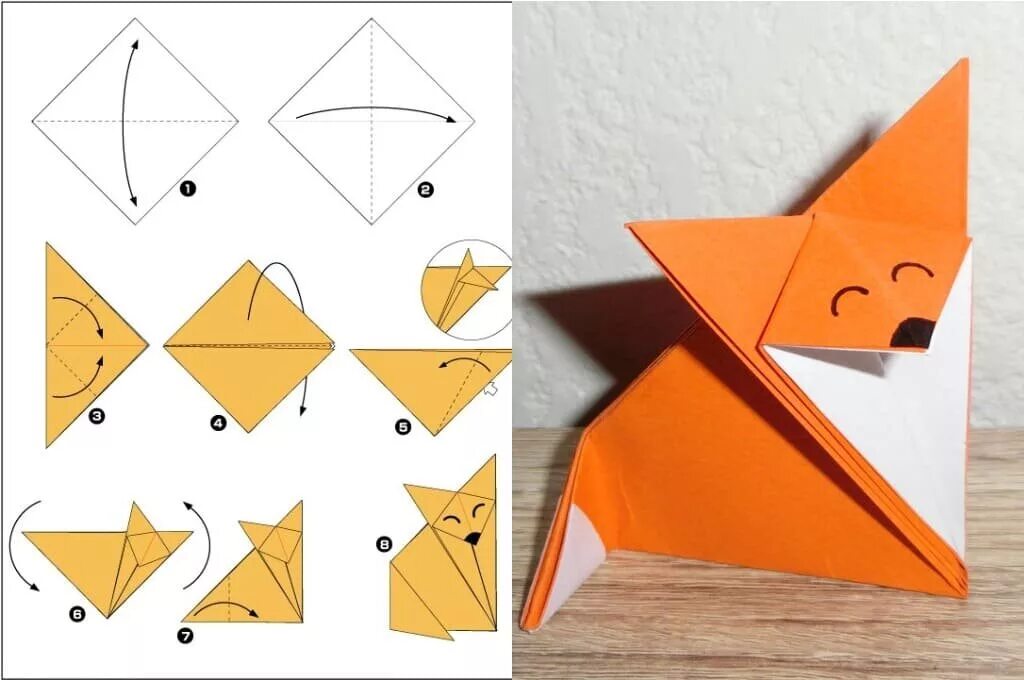 Уроки оригами 1. Оригами из бумаги Лисичка пошагово для детей простой. Оригами Лисичка из бумаги для детей 2 класс. Лисичка оригами из бумаги схемы для детей. Оригами лиса схема.