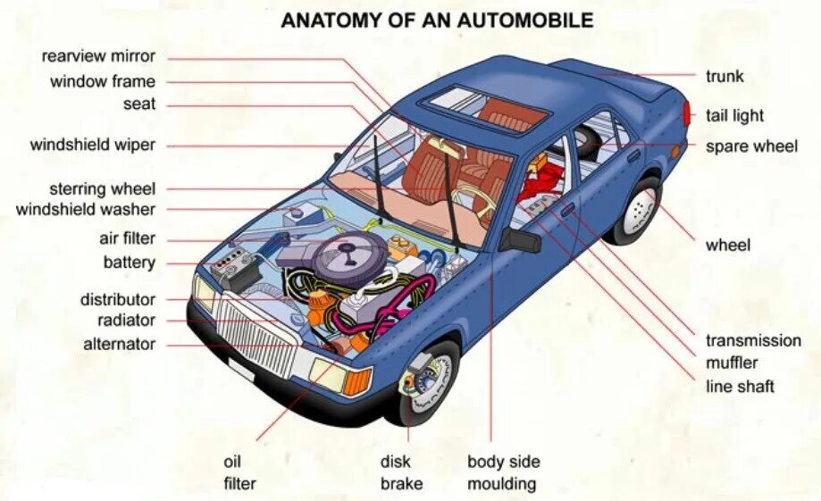 Напиши по образцу drive a car. Устройство автомобиля. Конструкция автомобиля. Устройство легкового автомобиля. Основные детали автомобиля.