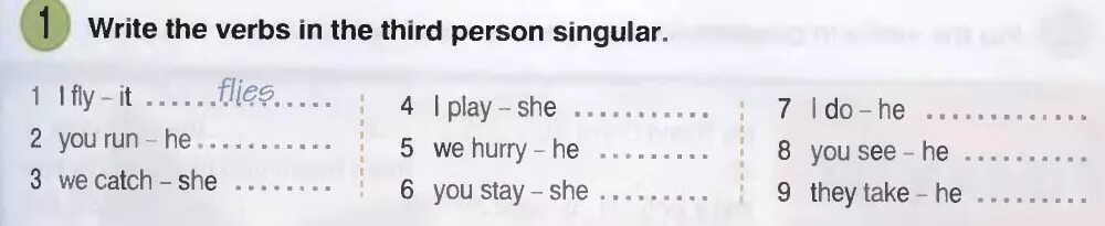 We hurry he hurries. Catch 3 лицо единственное число. Write the third person singular i catch she. Fly in the third person singular.. Write the in the third person singular -Fly,hurry,go.