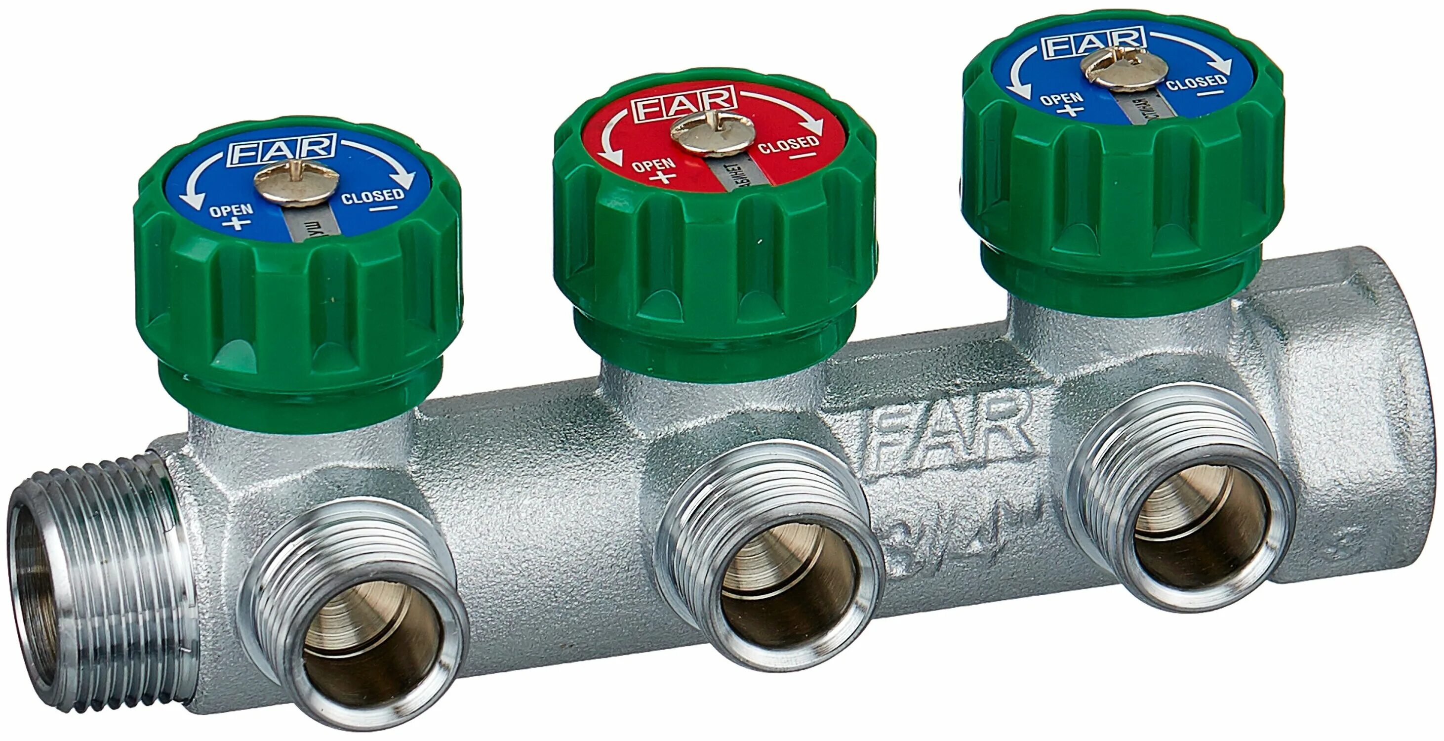 , резьба 1/2 евроконус. коллектор проходной регулируемый far multifar (3822 3412) 3/4" вр-нр, 3 отвода 1/2" евроконус. коллектор проходной регулируемый far multifar (3822 3412tp) 3/4" нр-вр, 3 отвода 1/2" плоское уплотнение. коллектор проходной запорный far (3906 c1) 1" (вр-нр), 4 отвода 3/4", хромированный. Far регулирующий проходной коллектор вр-нр 1 с 4 отводами 3/4 fk 3824 134.