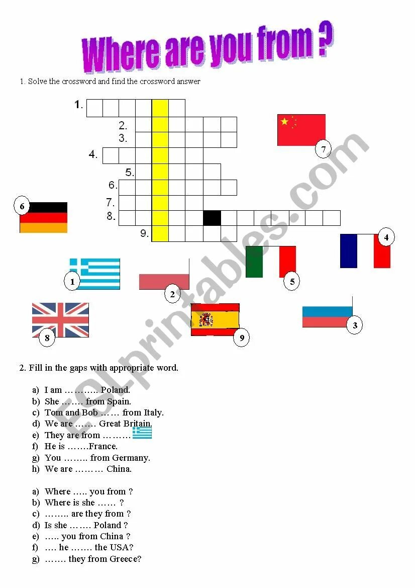 Thanks where are you from. Where are you from задания для детей. Where are you from упражнения. Кроссворд where are you from. Countries and Nationalities кроссворд.