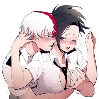 yaoyorozu momo and todoroki shouto (boku no hero academia) drawn by saran D...