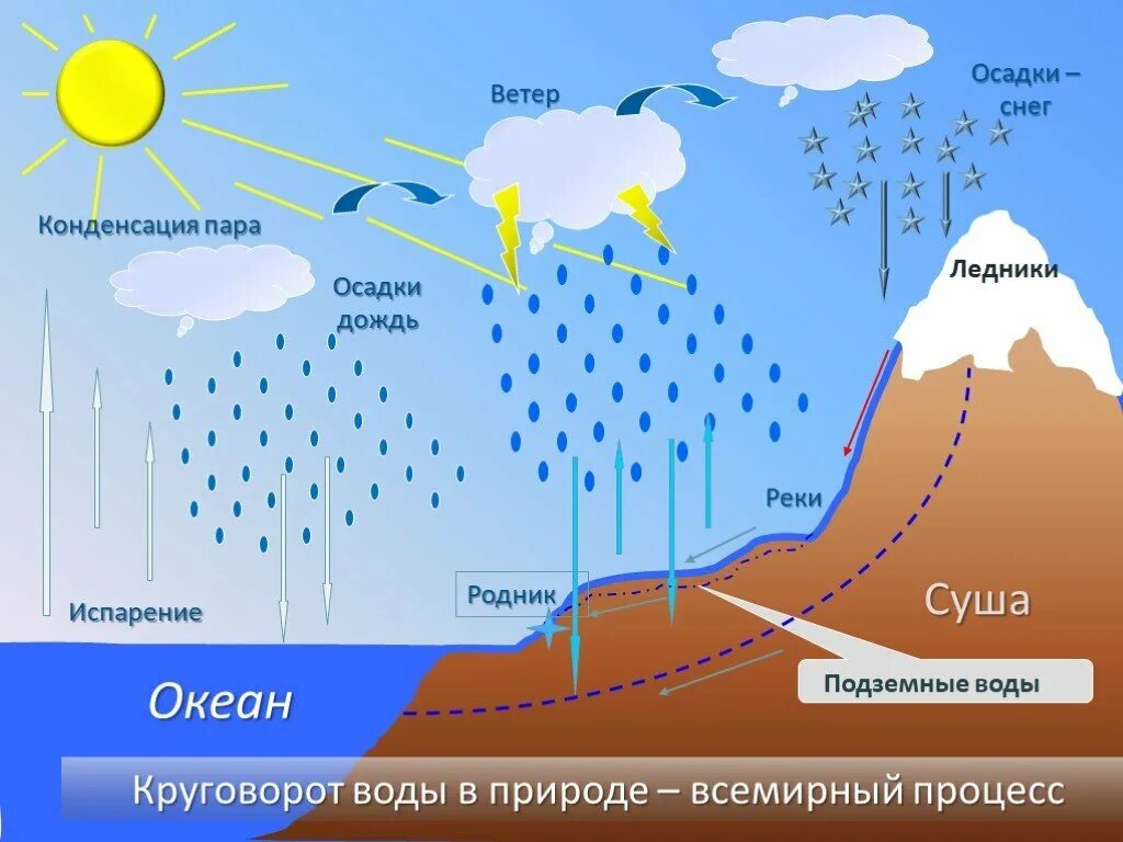 Сток и осадки. Вода суши реки озёра ледники подземные воды. Мировой круговорот воды 6 класс. Мировой круговорот воды в природе 5 класс география. Круговорот воды в природе испарение конденсация осадки.