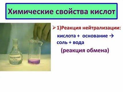 Кислая соль и вода реакция