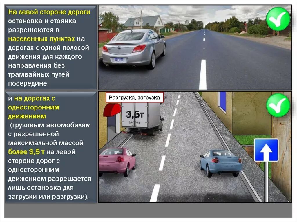 Парковка на одностороннем движении. Остановка и стоянка в населенном пункте. ПДД парковка на проезжей части. Остановка и стоянка транспортного средства разрешена. Если выехал и остановился