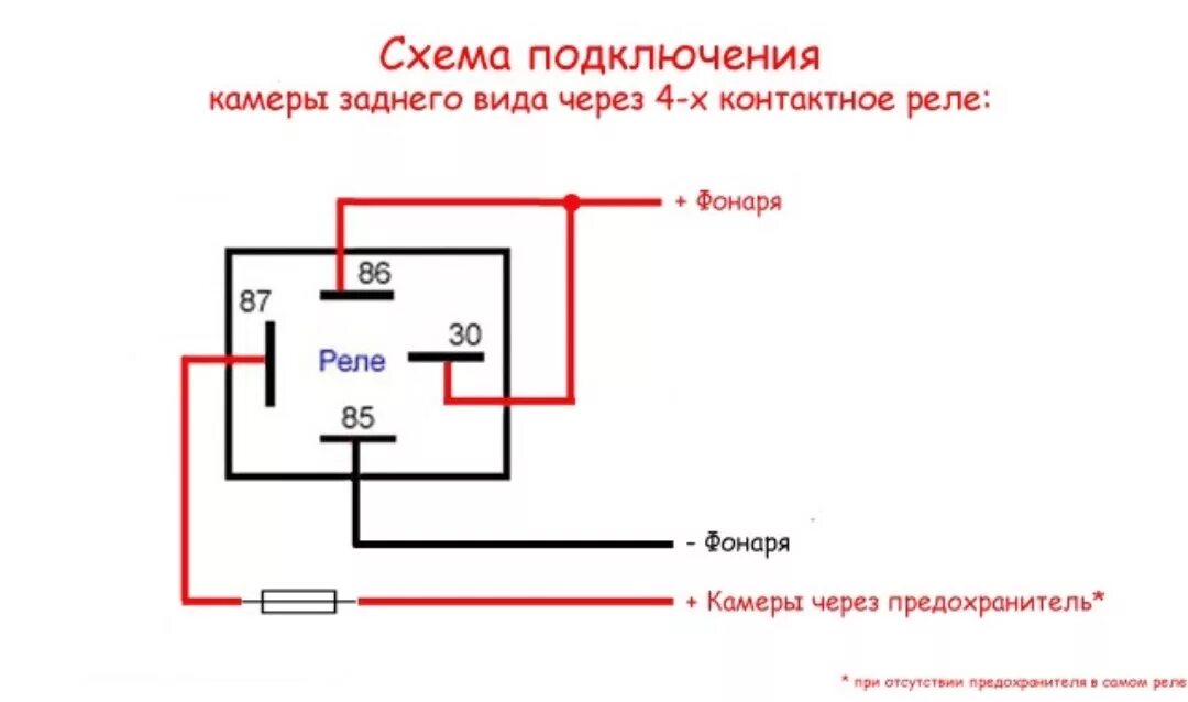 Подключение 4х контактного реле схема с кнопкой. Схема подключения фар через реле 4 контактное. Камера через реле