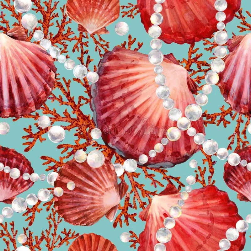 Seaside shell pattern. Американский хлопок с ракушками. Ткань с ракушками. Гобелен материал. Ткань с морскими звездами.