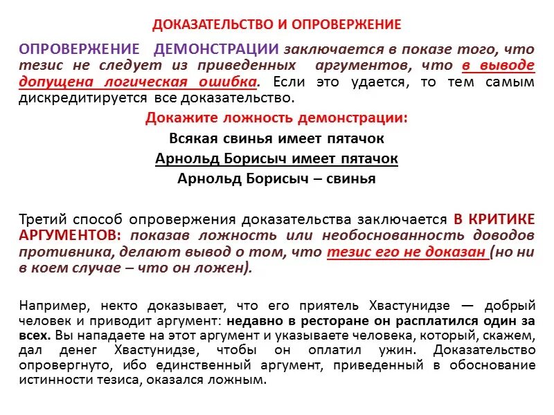 Какие экспериментальные доказательства можно привести в подтверждение. Доказательство и опровержение в логике. Опровержение доказательства пример. Опровержение логика примеры. Структура доказательства и его виды.