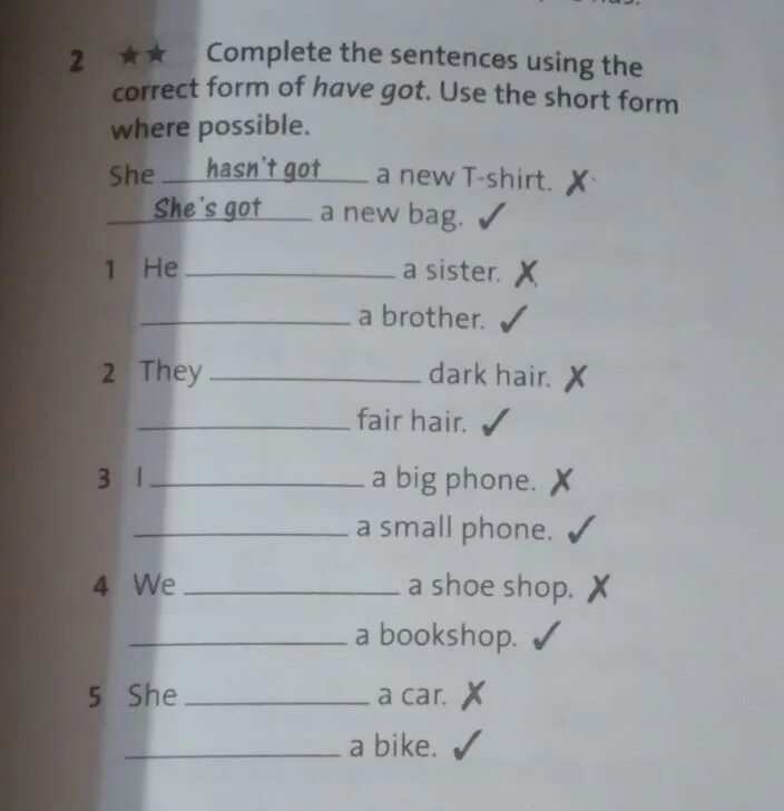 Rewrite the sentences using the short form. Complete the sentences with the short forms of have has got where possible. read the information write sentences about these famous people. use short forms where possible.