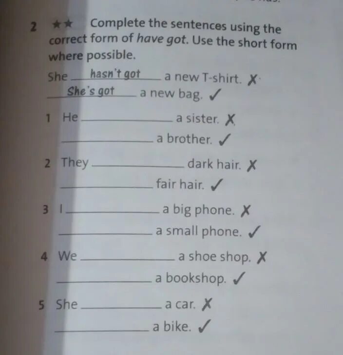 Write the short forms. Complete with the short forms задание. Complete the sentences with the short forms of have has got where possible.