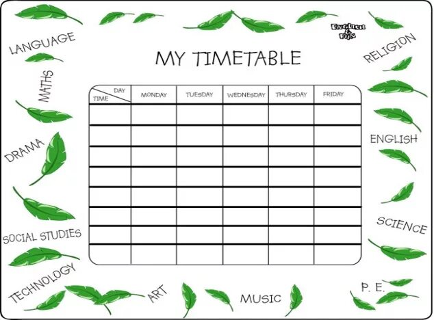 Fill in timetable