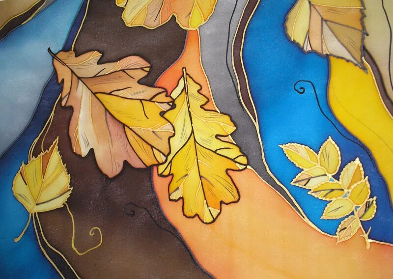 Батик листья. Холодный батик осень. Батик осенние мотивы. Мария каминская батик дерево. Батик листья.