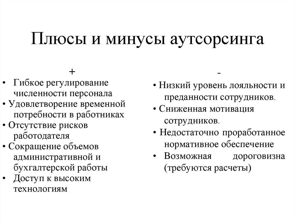 Преимущества и недостатки аутсорсинга персонала. Плюсы и минусы аутсорсинга. Аутсорсинг персонала плюсы и минусы. Аутсорсинг плюсы и минусы для работника.