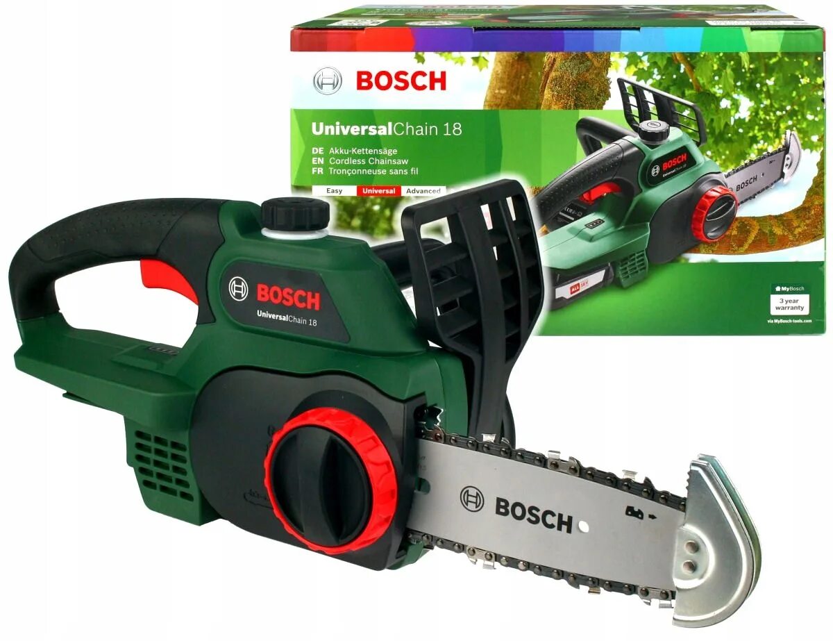 Аккумуляторная пила Bosch UNIVERSALCHAIN. Аккумуляторная цепная пила бош 18. Bosch UNIVERSALCHAIN 18 18 В/2.5 А·Ч. Цепная электрическая пила Bosch UNIVERSALCHAIN 18 2.5Ач х1.