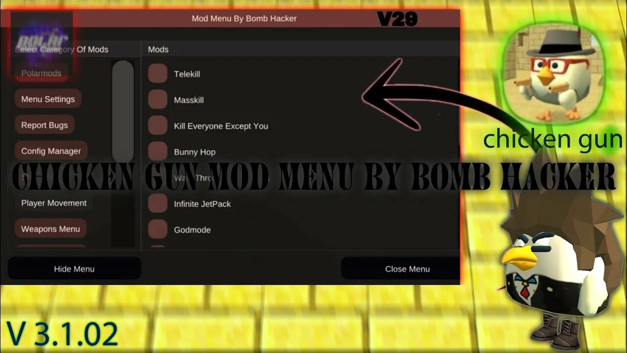 Mod menu Chicken Gun Bomb Hacker. Читы на Чикен Ган 3.4.0. Bomb Hacker Chicken Gun. Chicken Gun Mod menu 3.1.02. Читы на чикен ган 5