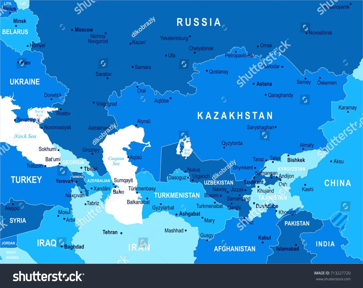 Центральная Азия и Кавказ. Карта центральной Азии и Кавказа вектор. Центральная Азия и Кавказ на карте. Векторная карта средней Азии.