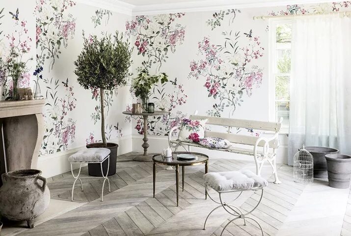 ♥ 33+ Innovative Dining Room Walls Mural To Inspire Wallpaper living room, Flora