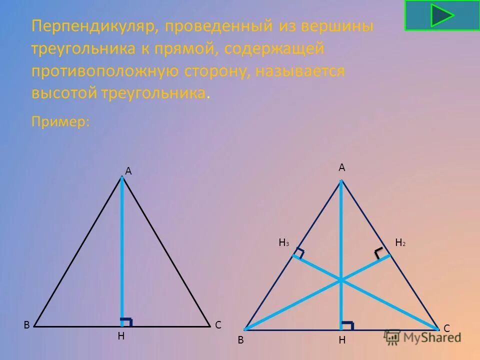 Прямые содержащие высоты. Прямые содержащие высоты