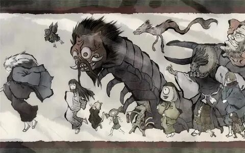 Yokai art night parade of demons