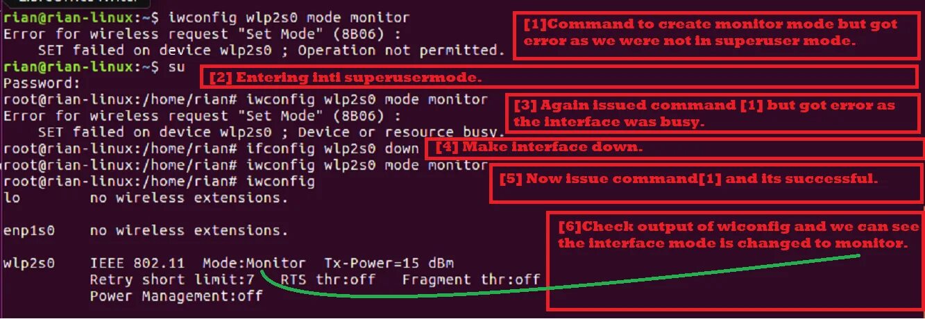 WIFI монитор сети Linux. Iwconfig. Blue only Mode for Monitor. Device or resource busy