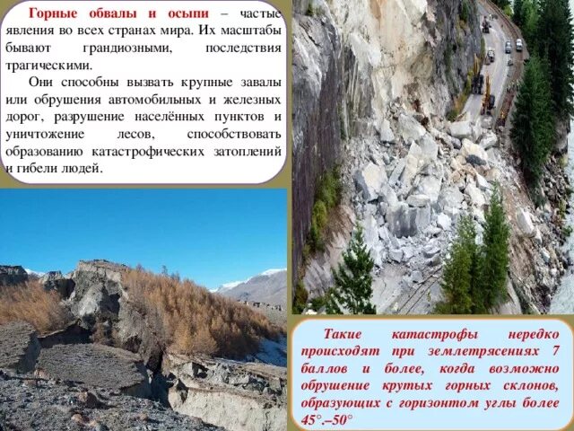 Почему происходят обвалы. Последствия осыпей. почему происходит обвал. сообщение про обвалы. сообщение по географии об обвалах.