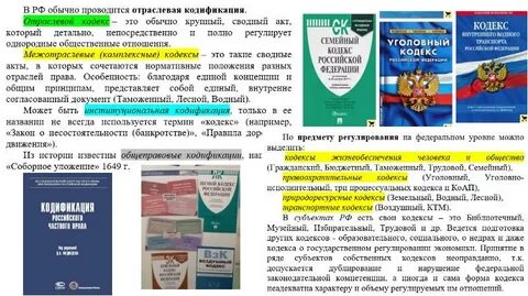 Отраслевая кодификация законодательства