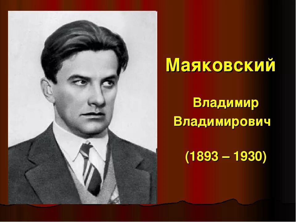 Год рождения русских писателей. Маяковский портрет писателя.