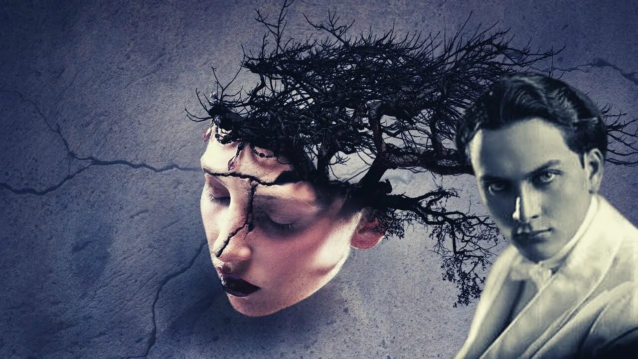 Дерево выросло на голове. Лицо из веток. Дерево с корнями в голове. Дерево из головы адама. Голова из дерева.