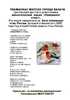 Птицы зимой текст