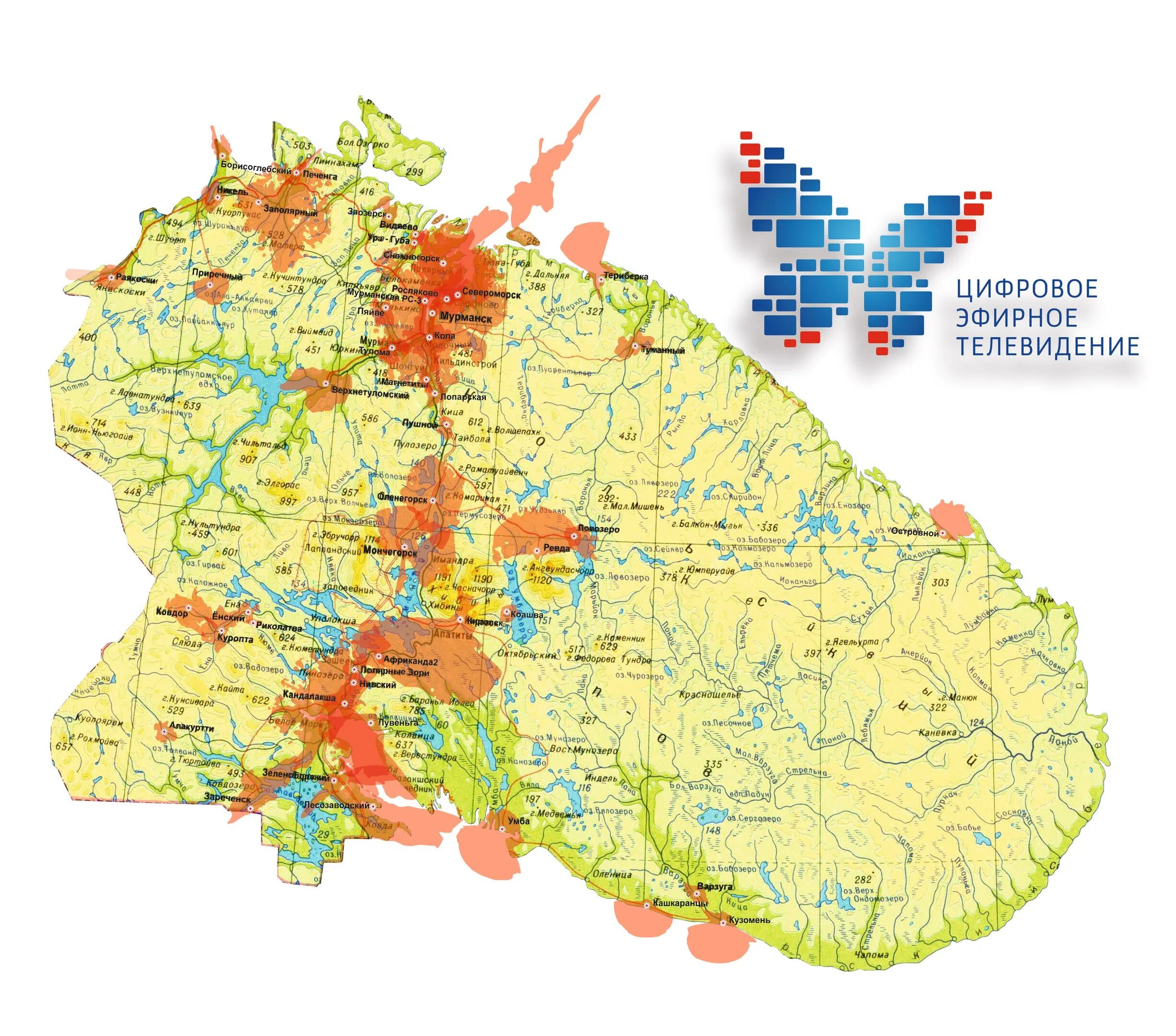 Карта цифрового телевидения Мурманской области. Цифровое эфирное Телевидение. Цифровое эфирное Телевидение карта покрытия. Зона покрытия цифрового ТВ.