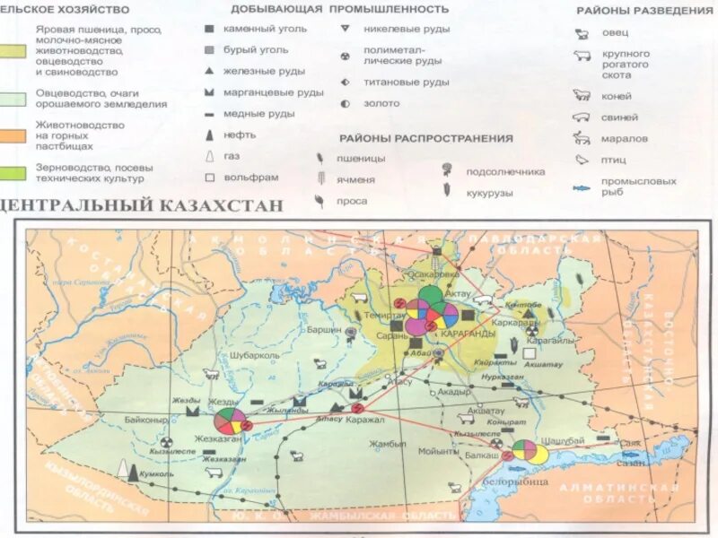 Карта полезные ископаемые центрального Казахстана. Карта полезных ископаемых Карагандинской области. Месторождения полезных ископаемых в Казахстане на карте. Карта природных ресурсов Казахстана.