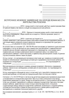 Возражение на определение места жительства детей