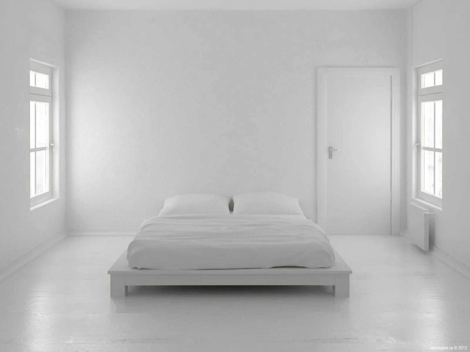 Пустая постель. Белая комната. Белый ком. Комната с белыми стенами. Белая спальня Минимализм.