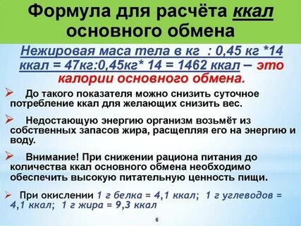 Дефицит калорий расчет