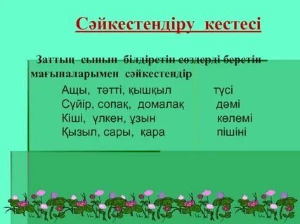 Заттың қимылын білдіретін сөздер 1 сынып