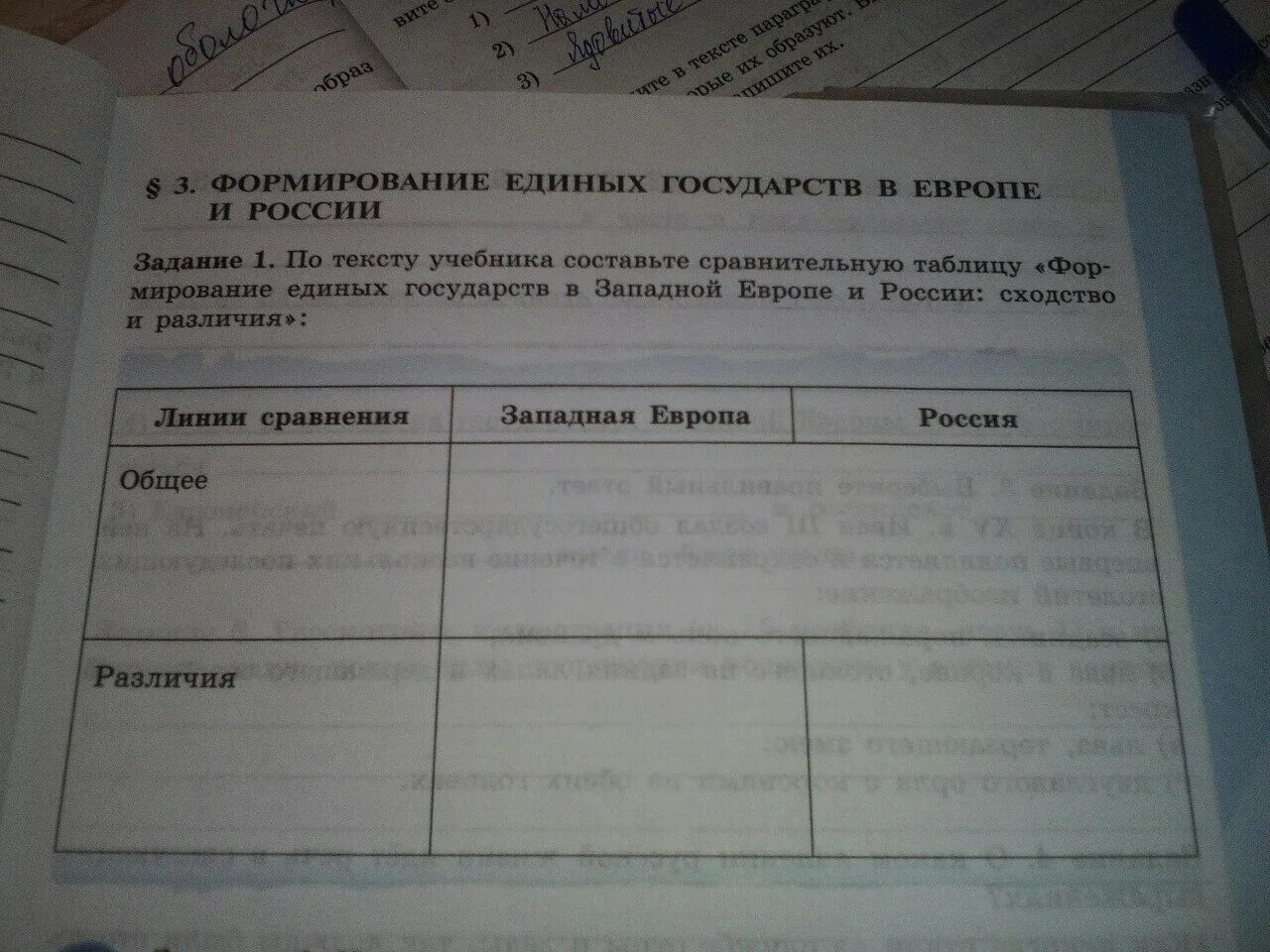 по тексту учебника Составьте сравнительную таблицу формирование единых государст