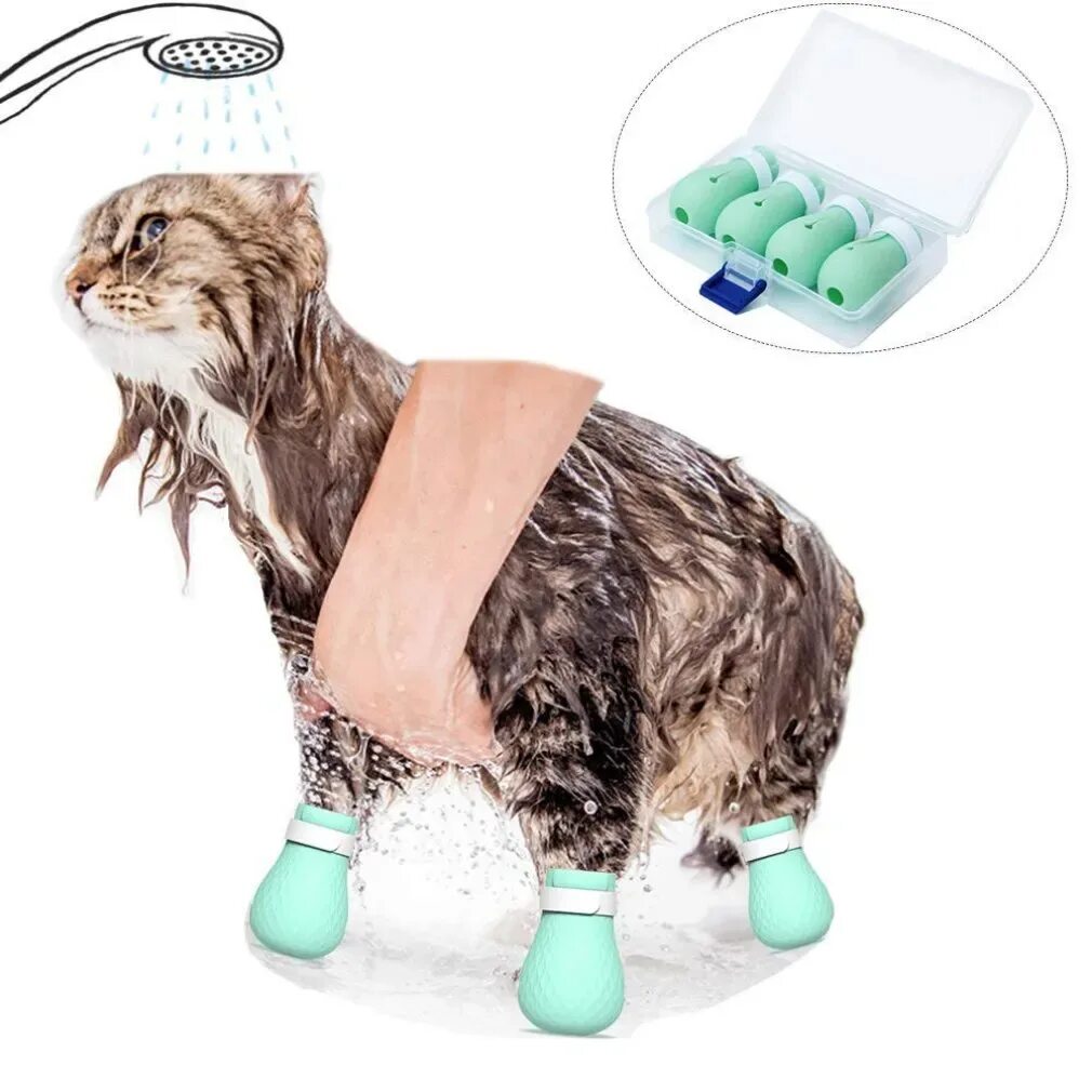 Силиконовая обувь для кошек. Приспособления для мытья котов. Приспособление для купания кошек.