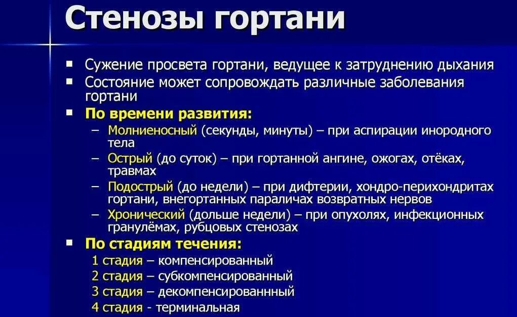 Основные клинические симптомы стеноза гортани. Причины острого стеноза гортани. Терапия при стенозе гортани. Острый стеноз гортани у детей клиника.