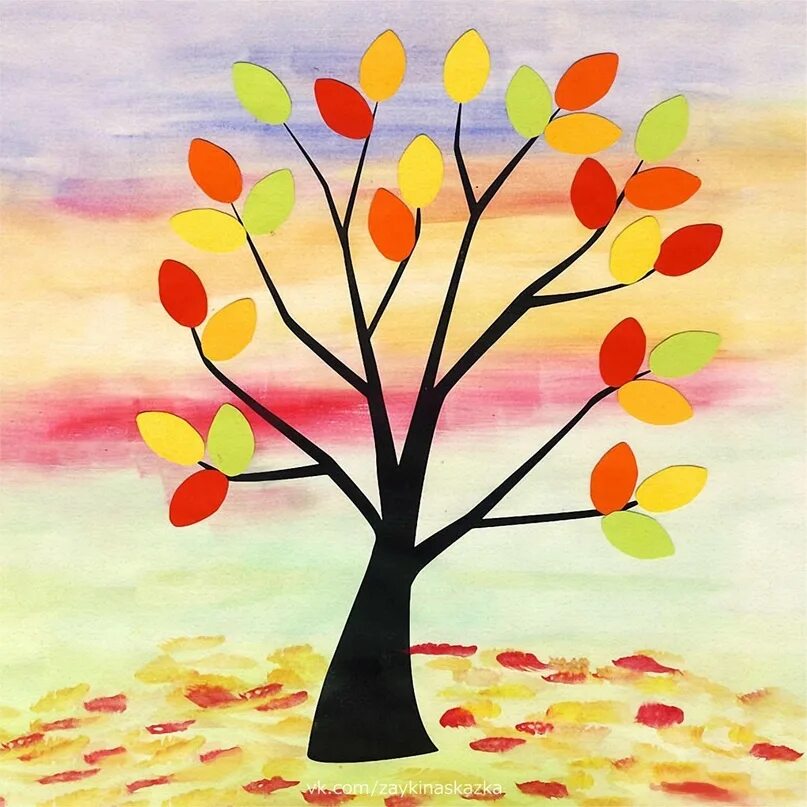 Аппликация и возрасту. Осенняя аппликация. Осеннее дерево из цветной бумаги. Аппликация дерево. Аппликация осеннее дерево из цветной бумаги.