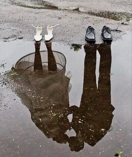 В луже отражаются