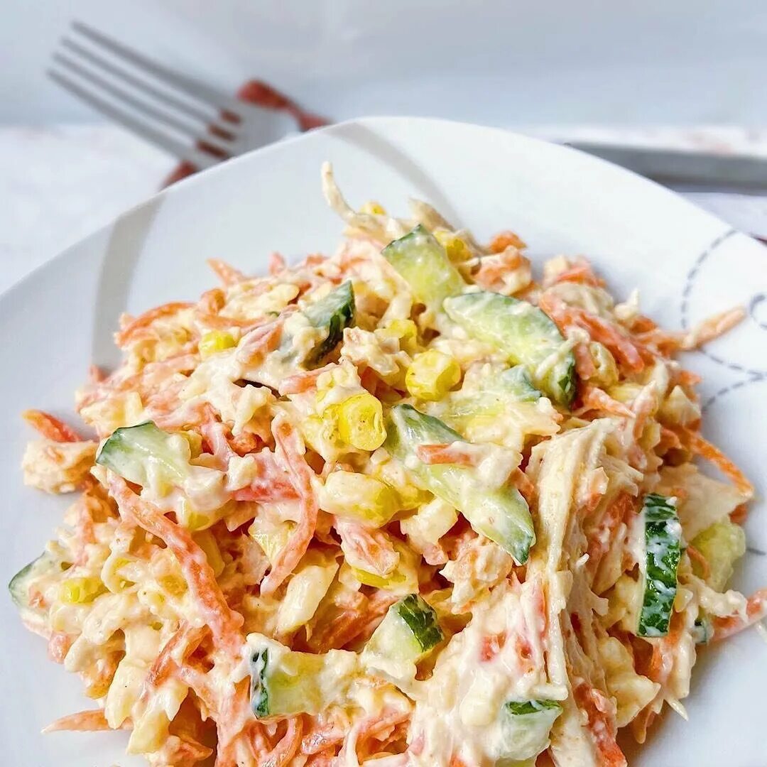 Салат корейская морковь огурец куриная грудка