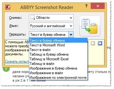 Abbyy screenshot reader