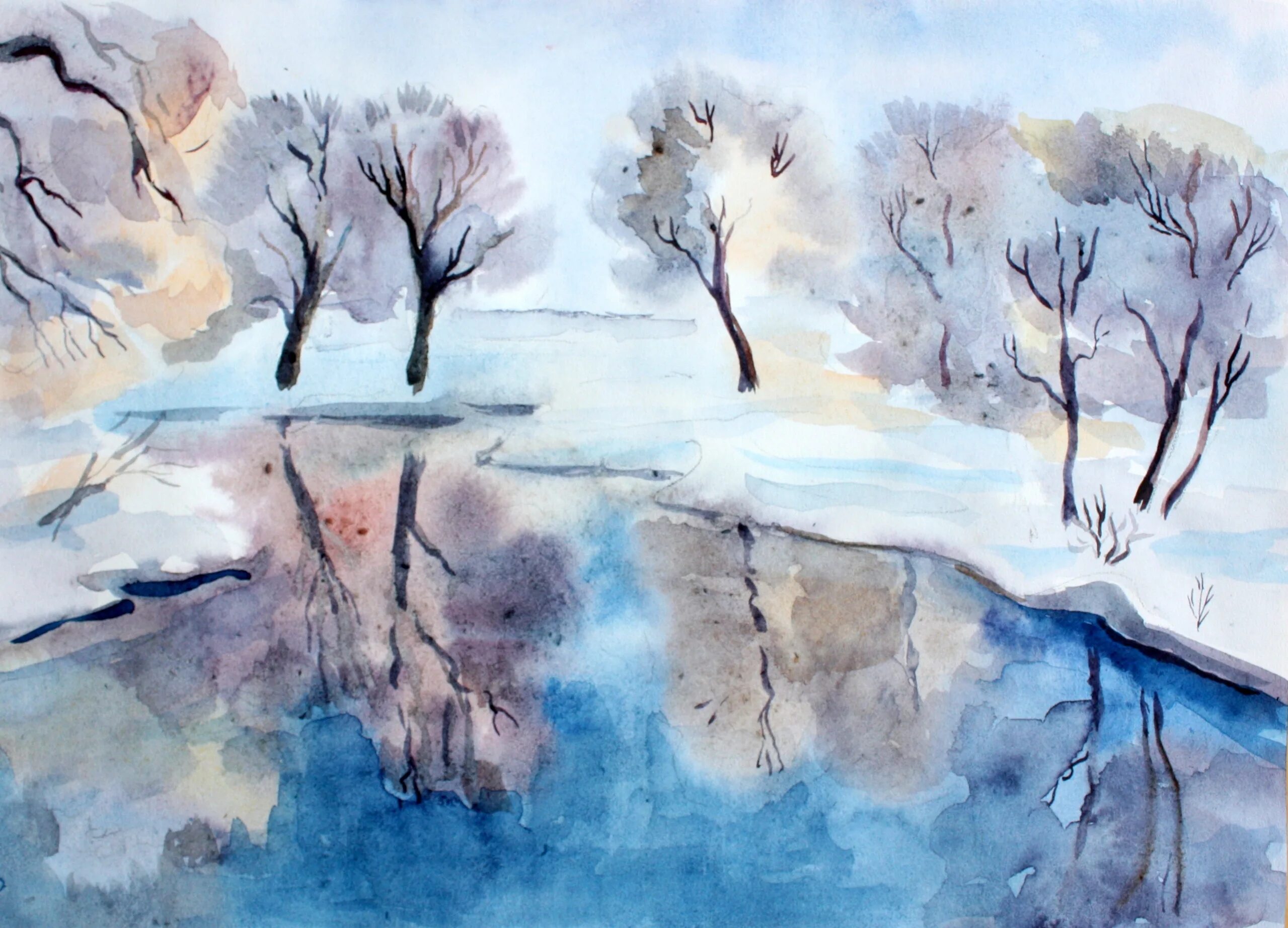 Лето зимой. 2 зимы 3 весны. Монотипия пейзажная весна для детей. Рисование ранняя весна монотипия. Весенние забавы для детей.