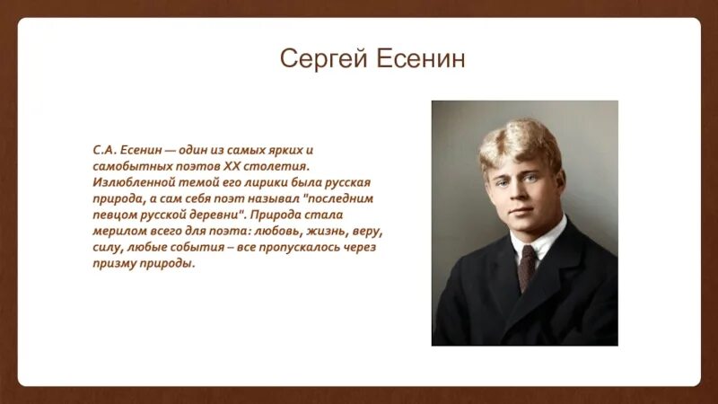 Интерпретация стихотворения отечественных поэтов 21 века. Есенин 20 век. Поэты 20 века Есенин.