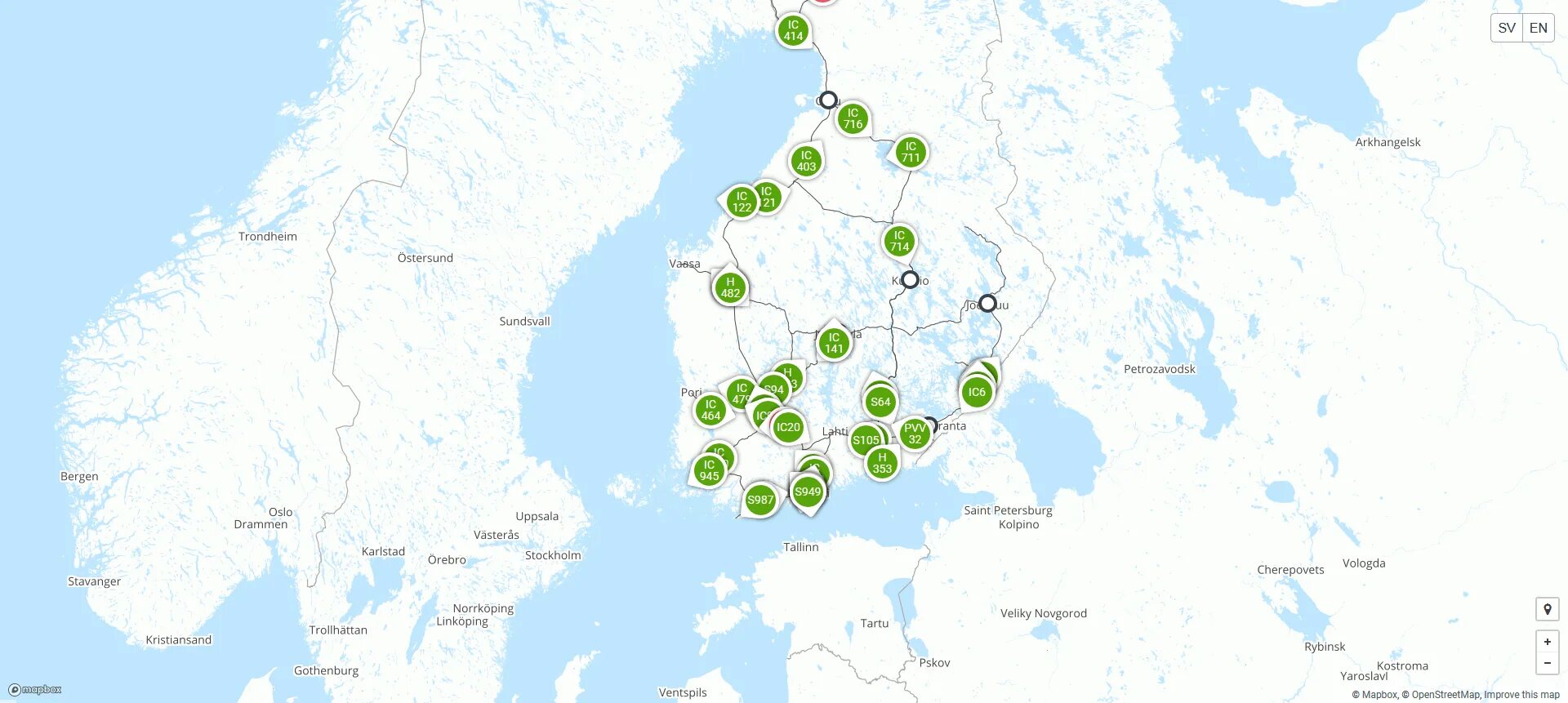 Отслеживания поездов на карте в реальном. Железнодорожная сеть Финляндии карта. Карта ж/д Финляндии. Карта ЖД Финляндии. Карта железных дорог Финляндии.