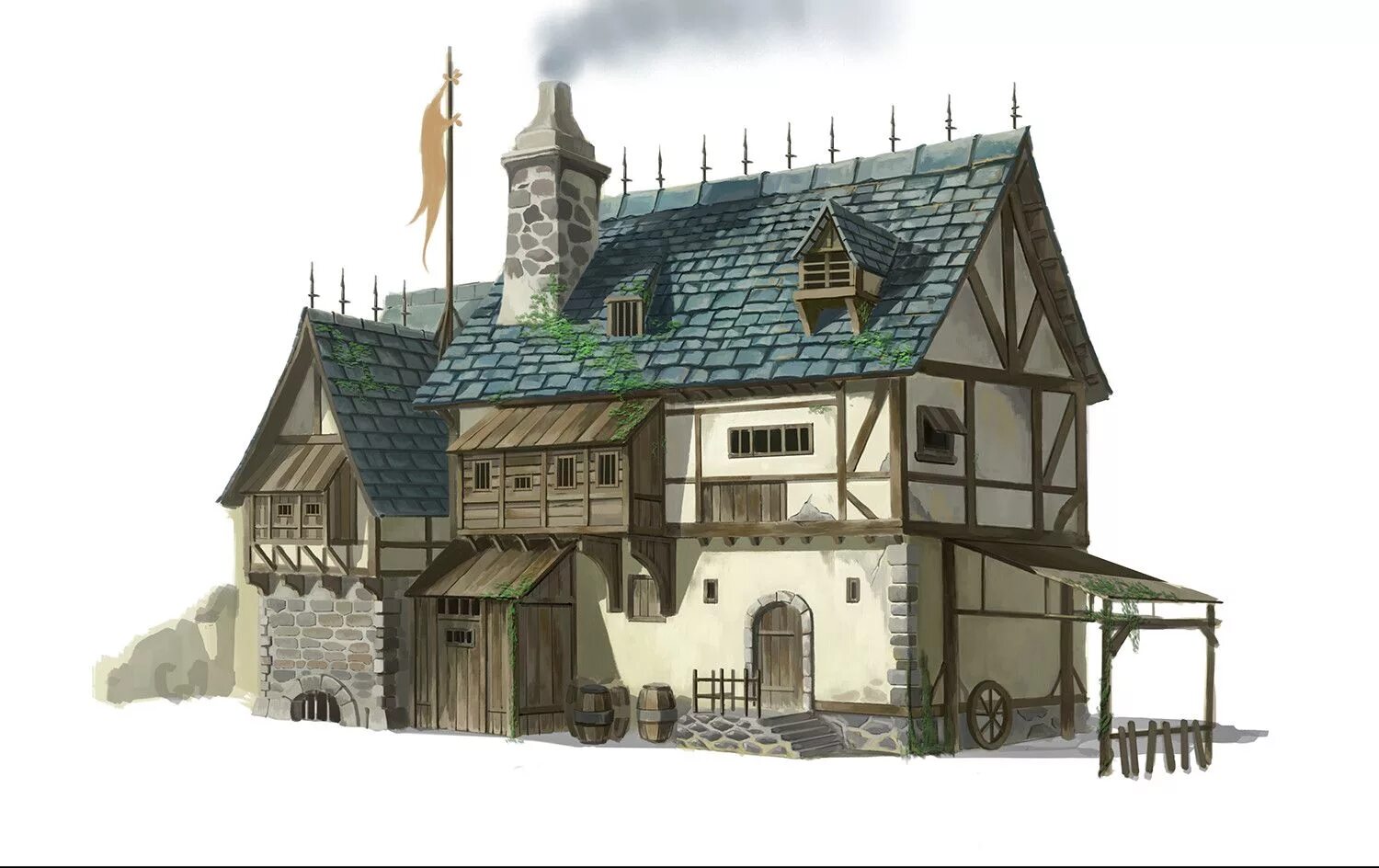 Особняк Данте Манор. Средневековый дом. Домики средневековья. Средневековый каменный дом.