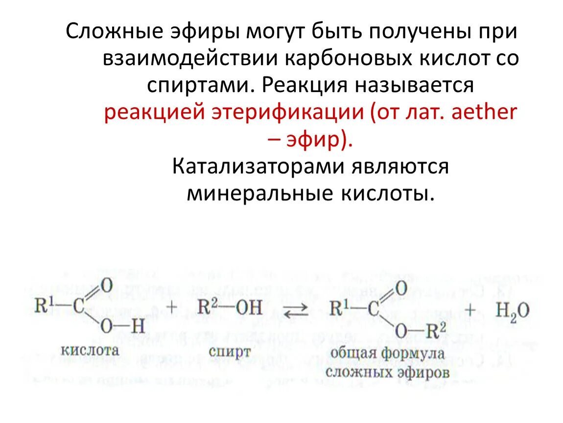 Получение эфиров карбоновых кислот