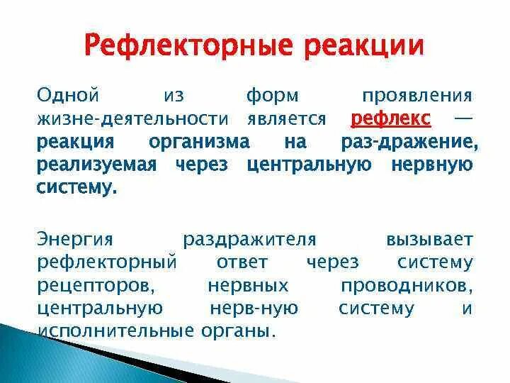 Чем отвечает на вопросы реакция. Рефлекторная реакция. Условно рефлекторные реакции это. Типы рефлекторных реакций. Значение рефлекторных реакций.