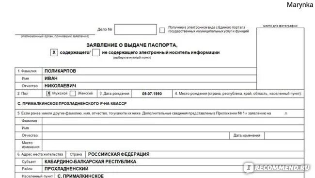Как заполнить заявление о выдаче